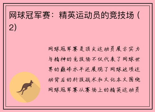 网球冠军赛：精英运动员的竞技场 (2)